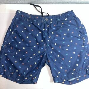 Onia Mens Swim Shorts Size Lg Blue Geometric Mesh Lining Drawstring The‎ Calder